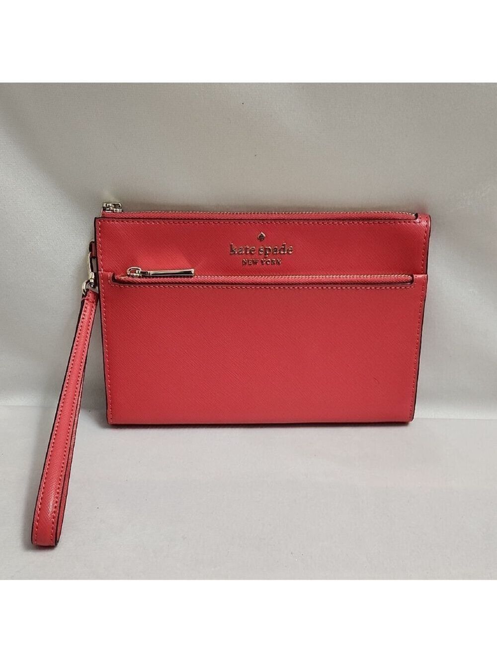 Kate Spafe New York Staci Medium Pink Saffiano Leather Wristlet